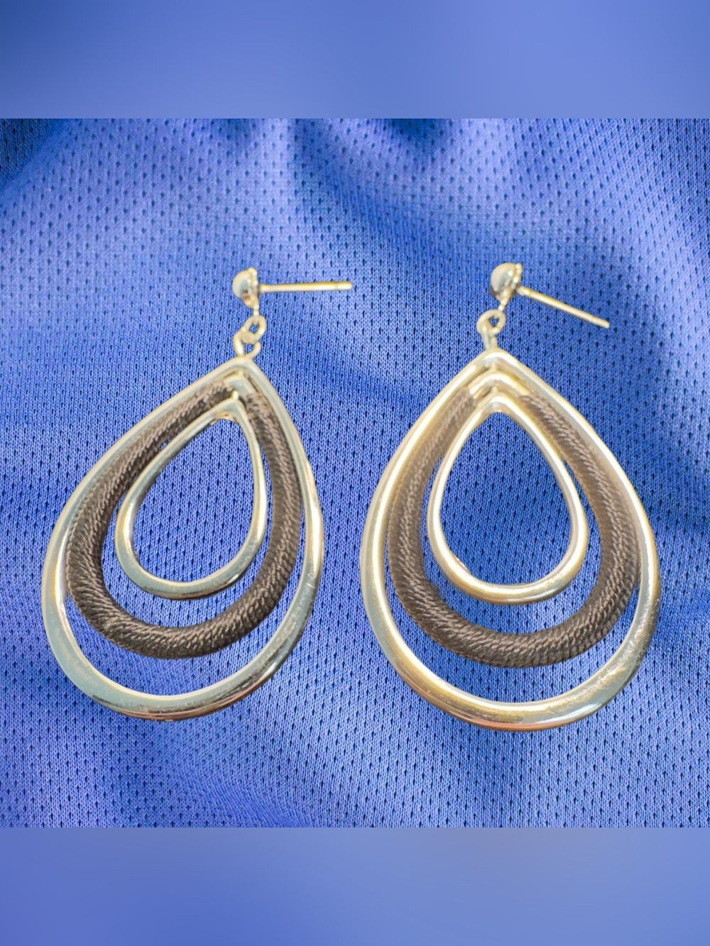 Triple-layered Teardrop Dangle Earrings.  See video for motion.